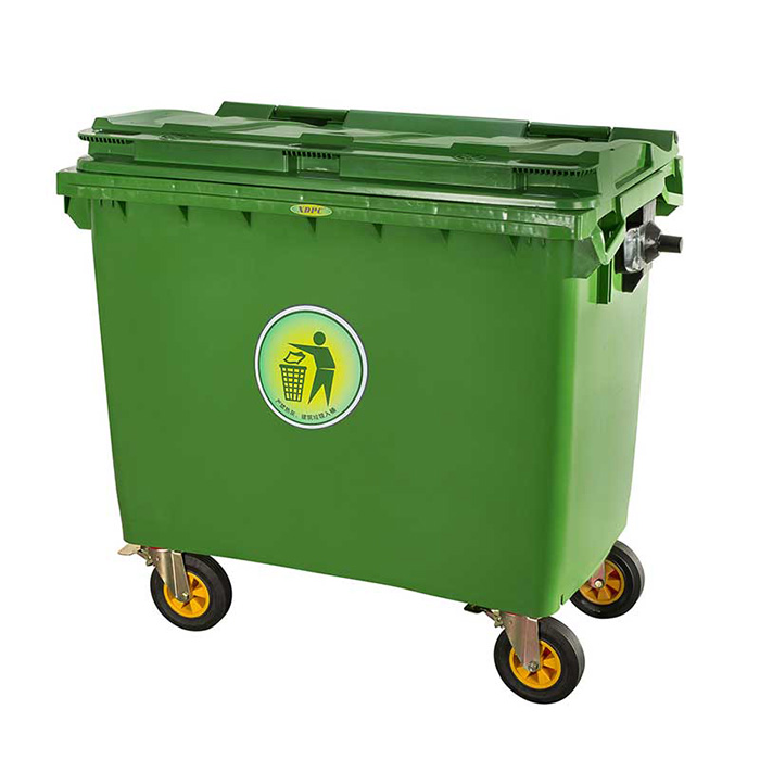 1100L HDPE Plastic Dustbin with Wheels Outdoor