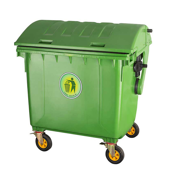 1100L HDPE Plastic Dustbin with Wheels Outdoor