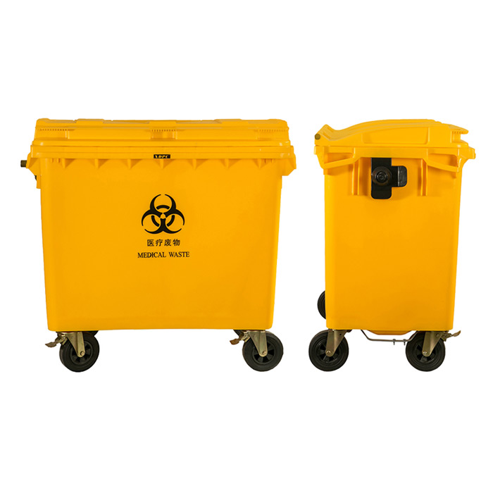 Hospital Four Wheels Medical Waste Container 660 Liter