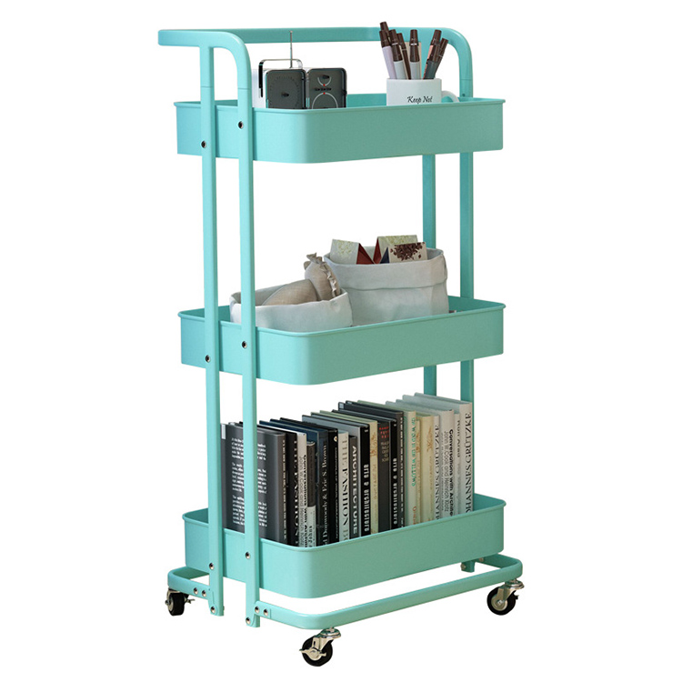 Rolling Metal Storage Trolley Mobile With Caster Wheels