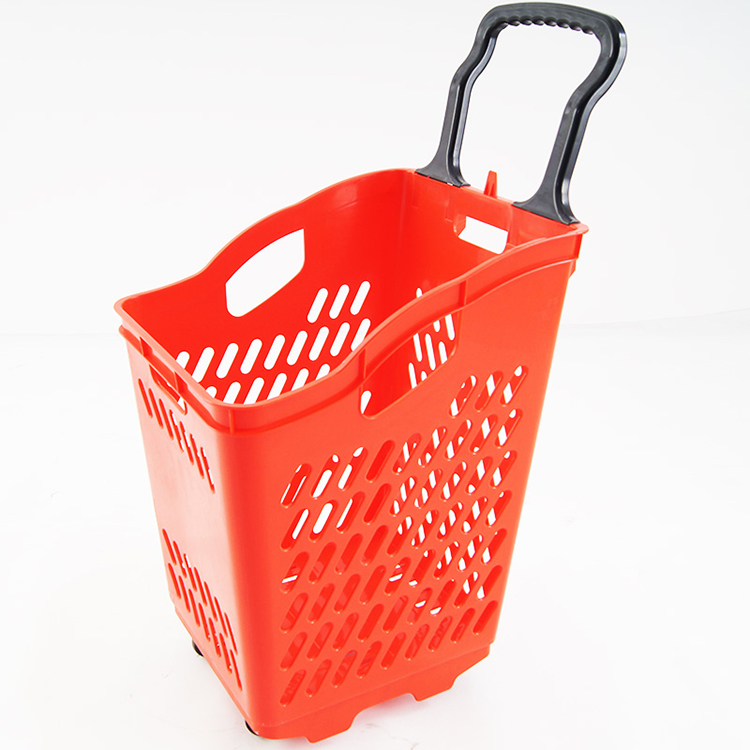 Pull Rod Pulley Portable Shopping Basket