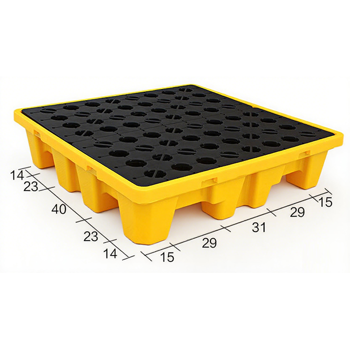 4 Drum Spill Containment Pallet with Drain