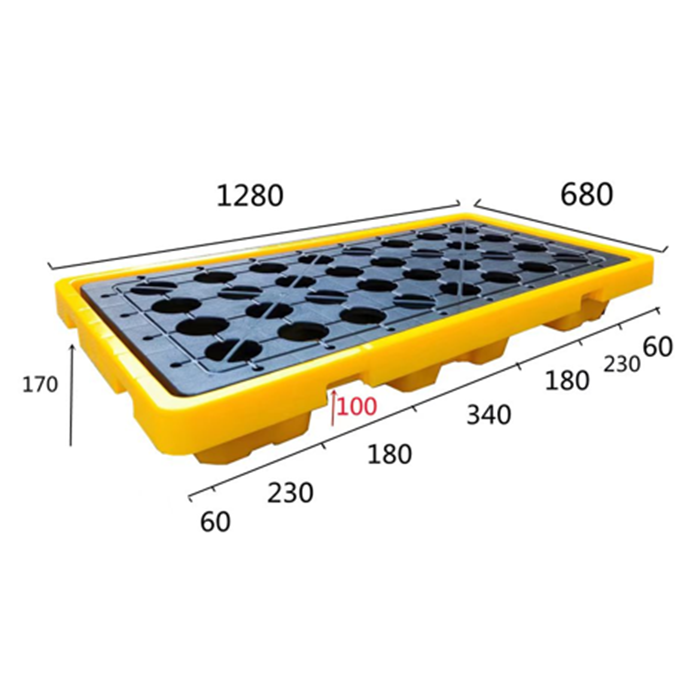 2 Drum Spill Containment Pallet with Drain