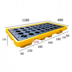 2 Drum Spill Containment Pallet with Drain